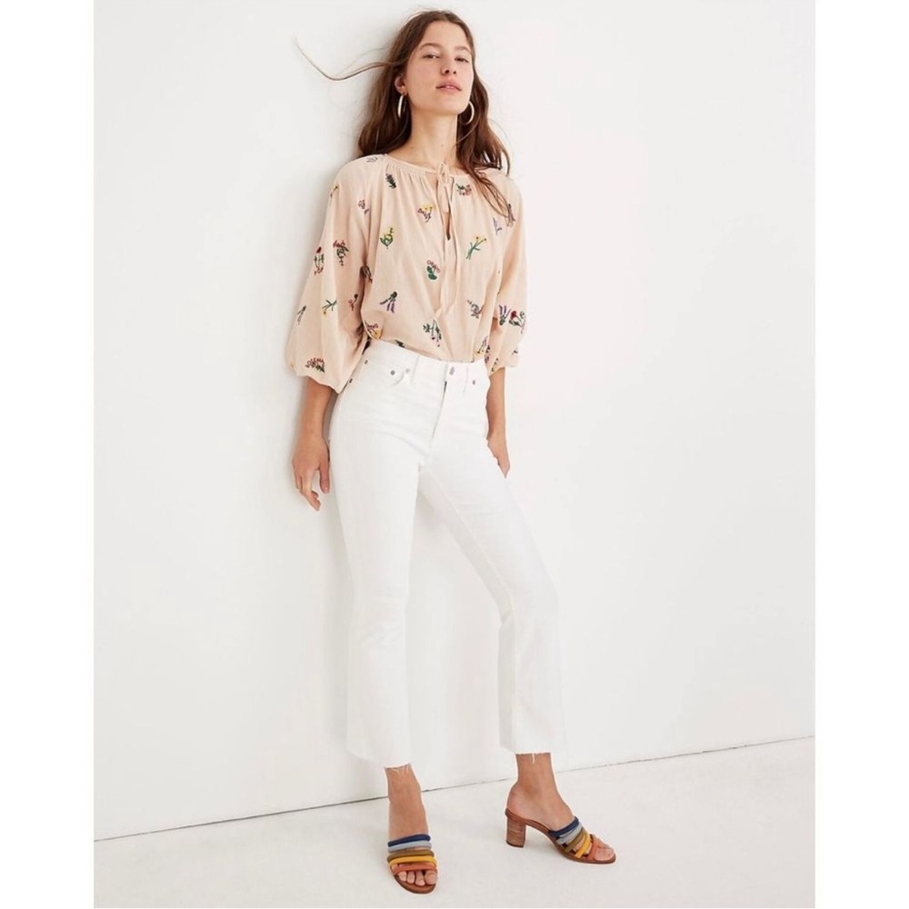 Madewell Cali Demi-Boot Jeans Raw-Hem Edition Pure White Size 34